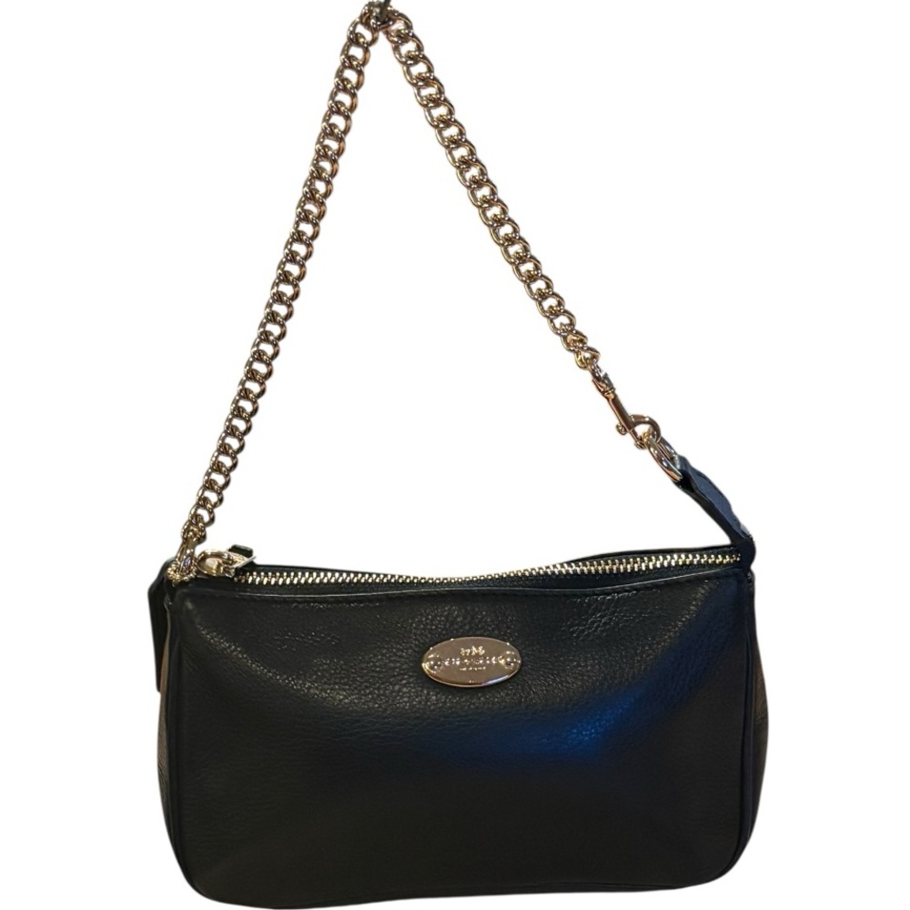 Coach Nolita 19 Pebbled Leather Large Chain Wristlet Black